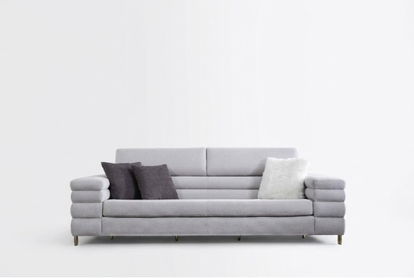 Szara trzyosobowa luksusowa 3-osobowa sofa salonowa Meble z drewnianą ramą