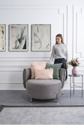 Szara Podkładka Fotel Salon Jednoosobowa Włókienniczy Fotel Lounge Meble