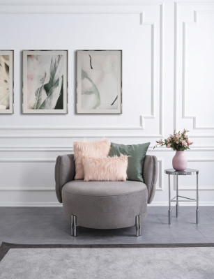 Szara Podkładka Fotel Salon Jednoosobowa Włókienniczy Fotel Lounge Meble