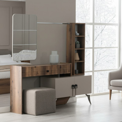 Nowoczesna Sypialnia Drewno Toaletka z Lustro Designer Luxury Meble