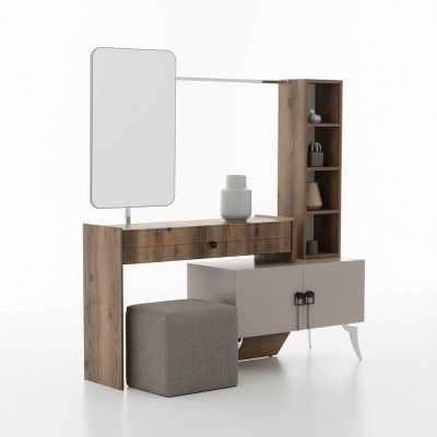 Nowoczesna Sypialnia Drewno Toaletka z Lustro Designer Luxury Meble