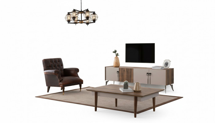 Designerski zestaw do salonu luksusowy stolik kawowy nowoczesny telewizor szafa 3-częściowy nowy