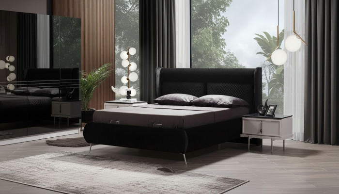 Designerskie łóżko luksusowe Łóżko 2x Szafki nocne 3-częściowe. Sypialnia Nowy Zestaw