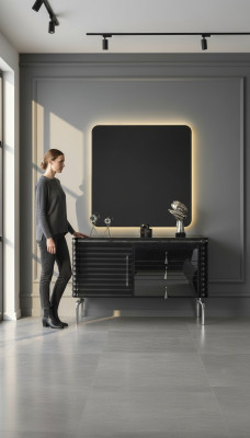 Czarna Sypialnia Zestaw Designerska Kredens z LED-Lustro Ustaw