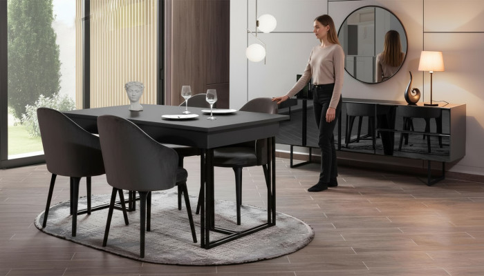 Czarny, szlachetny jadalnia, designerski kredens Stół obiadowy Krzesza