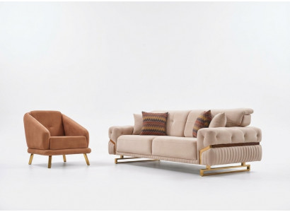 Zestaw sof do salonu Fotel Dreistzer Kompletny zestaw mebli Design 3+1