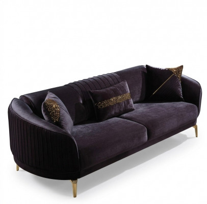 Sofa trzyosobowa Nowoczesna kanapa do salonu Czarne designerskie sofy tapicerowane