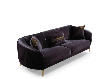 Sofa trzyosobowa Nowoczesna kanapa do salonu Czarne designerskie sofy tapicerowane