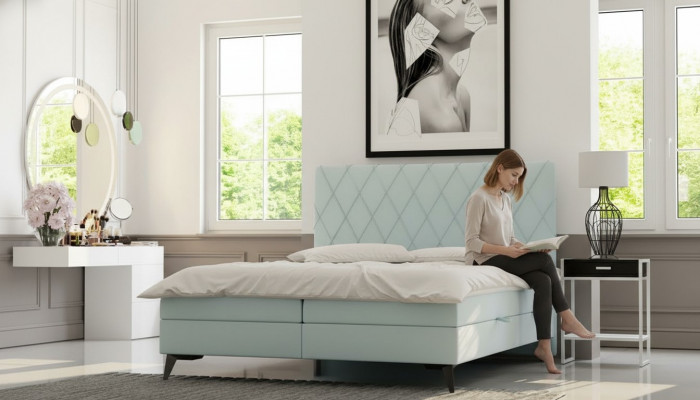 Sypialnia Łóżko Luxury Meble Podkładka Materiał Nowoczesny Design Łóżko Box Spring