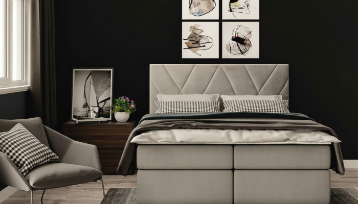 Luksusowa Sypialnia Łóżko Podkładka Materiał Design Podwójne łóżko Meble box łóżko z materacem sprężynowym