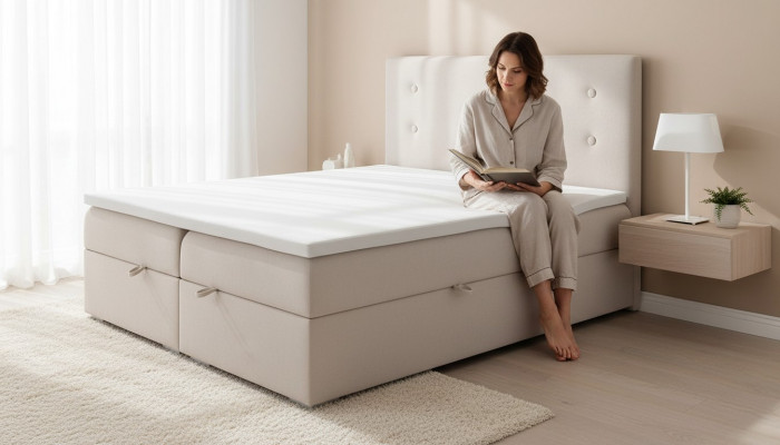 Sypialnia Łóżko Podkładka Modern Design Luksusowe Podwójne łóżko Beige Box Spring Bed