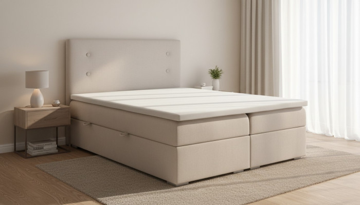 Sypialnia Łóżko Podkładka Modern Design Luksusowe Podwójne łóżko Beige Box Spring Bed