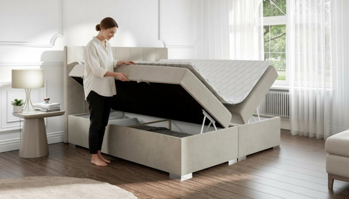 Łóżko Luxury Sypialnia Podwójne łóżko Włókiennicze Podkładka Design Meble box łóżko sprężynowe