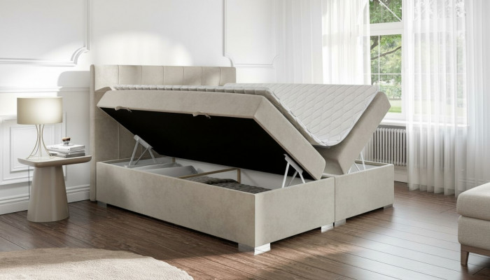 Łóżko Luxury Sypialnia Podwójne łóżko Włókiennicze Podkładka Design Meble box łóżko sprężynowe