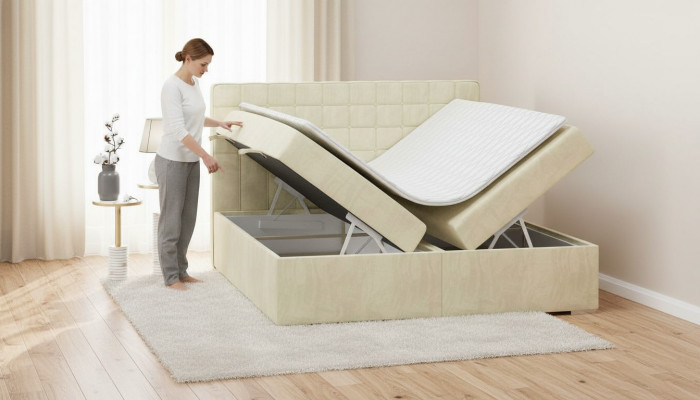 Podwójne łóżko Modern Design Łóżko Luksusowa Sypialnia Łóżko tapicerowane Meble skrzyniowe łóżko sprężynowe