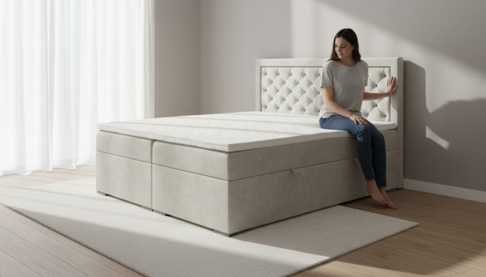 Sypialnia Łóżko Luxury Meble Style Modern Box Bed Design Podwójne łóżko