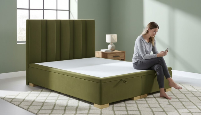 Sypialnia Łóżko Podwójne łóżko Nowoczesne Designerskie Meble Green Łóżko tapicerowane
