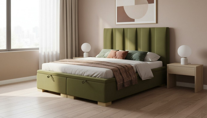 Sypialnia Łóżko Podwójne łóżko Nowoczesne Designerskie Meble Green Łóżko tapicerowane