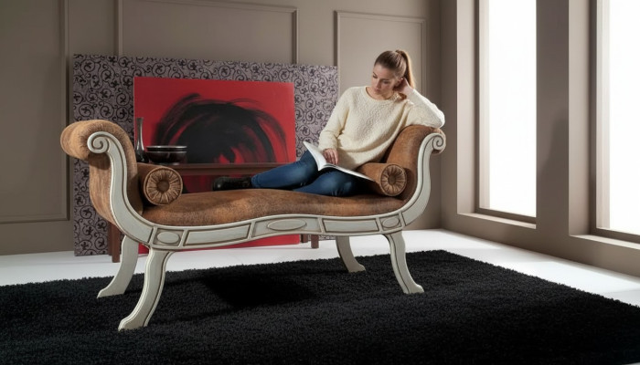 Klasyczny salon Kanapa Designerska ławka tapicerowana w stylu barokowym Nowość