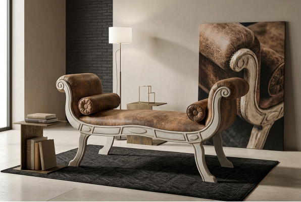 Klasyczny salon Kanapa Designerska ławka tapicerowana w stylu barokowym Nowość