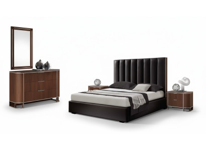 Kompletny Zestaw Sypialnia Designerskie Meble Podwójne łóżko 2x Szafki nocne 5szt
