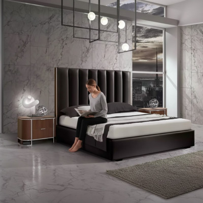 Kompletny nowoczesny zestaw Sypialnia Designerskie Łóżko + 2x Szafki nocne 3-częściowe