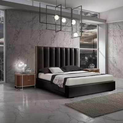 Kompletny nowoczesny zestaw Sypialnia Designerskie Łóżko + 2x Szafki nocne 3-częściowe