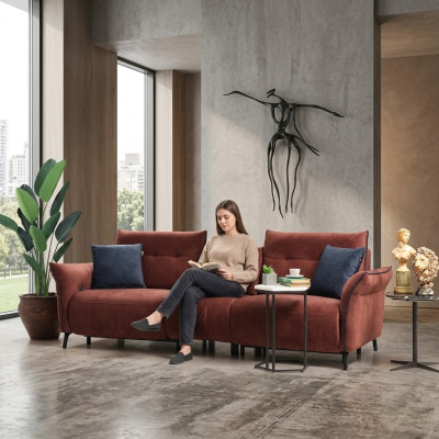 Designerska Sofa do Salonu Nowa Tapicerowana Sofa Czteroosobowa Kanapa Nowoczesne Meble