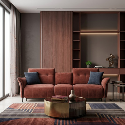 Designerska Sofa do Salonu Nowa Tapicerowana Sofa Czteroosobowa Kanapa Nowoczesne Meble