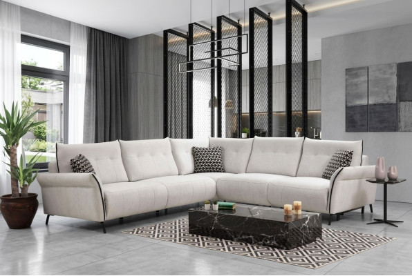 Sofa do salonu w kształcie litery L Nowoczesny design Włókienniczy Materiał Luksusowa kanapa Meble tapicerowane