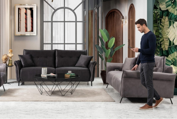Zestaw sofowy zestaw 2 części salon 2x sofa kanapa trzyosobowa nowoczesne meble