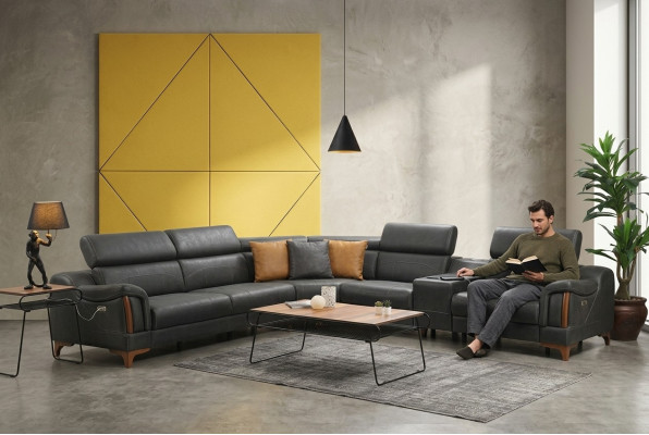 Narożnikowa kanapa Luksusowa Sofa w Kształcie L Nowe Meble do Salonu Designerska Nowoczesna Włókienniczy