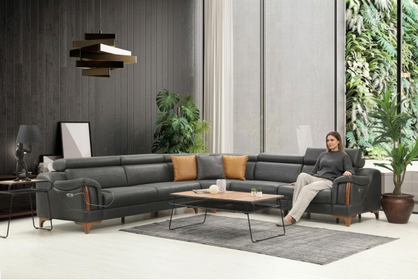 Narożnikowa kanapa Nowoczesna Sofa w kształcie litery L Sofa do salonu Podkładka Włókienniczy Materiał Meble