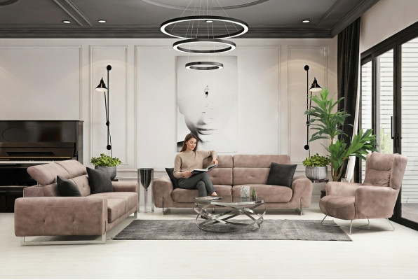 Zestaw sofowy Zestaw sof trzyosobowych do salonu Fotel Modern Design Włókienniczy