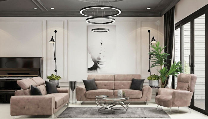 Zestaw sofowy Zestaw sof trzyosobowych do salonu Fotel Modern Design Włókienniczy
