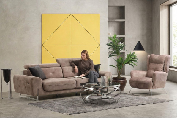Zestaw 2-częściowy do salonu Zestaw sofowy trzyosobowa sofa kanapa nowoczesny Fotel Włókienniczy