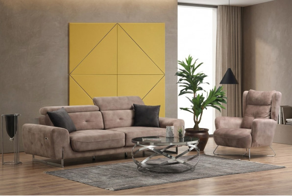 Zestaw 2-częściowy do salonu Zestaw sofowy trzyosobowa sofa kanapa nowoczesny Fotel Włókienniczy
