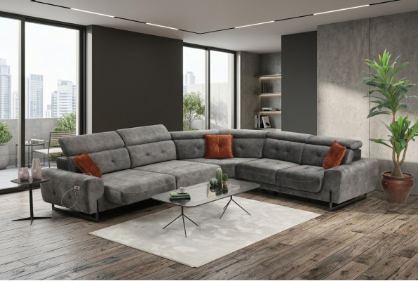 Szara Narożnikowa kanapa Designerska Sofa do Salonu Kanapa W Kształcie L Podkładka Luksusowe Meble Nowoczesne