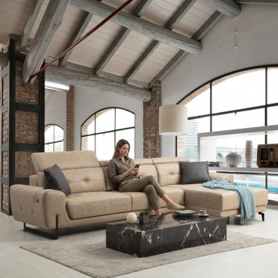 Luksusowa Sofa do Salonu Kanapa w kształcie litery L Designerskie Meble Nowoczesne Meble Wypoczynkowe Meble tapicerowane