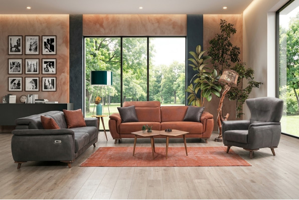 Zestaw sofowy 3-częściowy salon trzyosobowa sofa kanapa nowoczesny fotel luksusowy