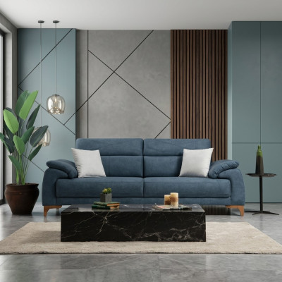 Sofa Kanapa Salon Nowoczesne Meble Trzyosobowa Niebieska Sofa Tapicerowana