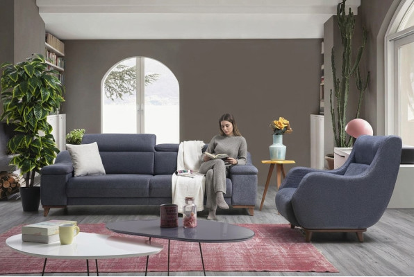 Kompletna Sofa Do Salonu Dwuczęściowa Trzyosobowa Nowoczesna Fotel Włókienniczy New Meble Couch