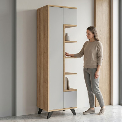 Biały Półka na książki Living Room Luksusowa Półka Meble Półka Drewno Design