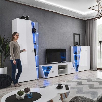 Luksusowy zestaw mebli do salonu 3 sztuki Jednostka ścienna Designer Meble Gablota Drewno
