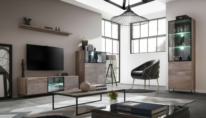 Nowoczesny zestaw do salonu TV designerskie meble Gablota New Drewno Meble