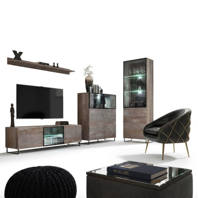 Nowoczesny zestaw do salonu TV designerskie meble Gablota New Drewno Meble