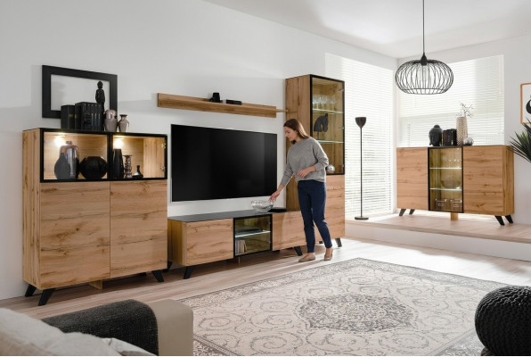 Jednostka ścienna Zestaw 5 szt. luksusowych mebli do salonu Kredens stojak TV designerskie meble