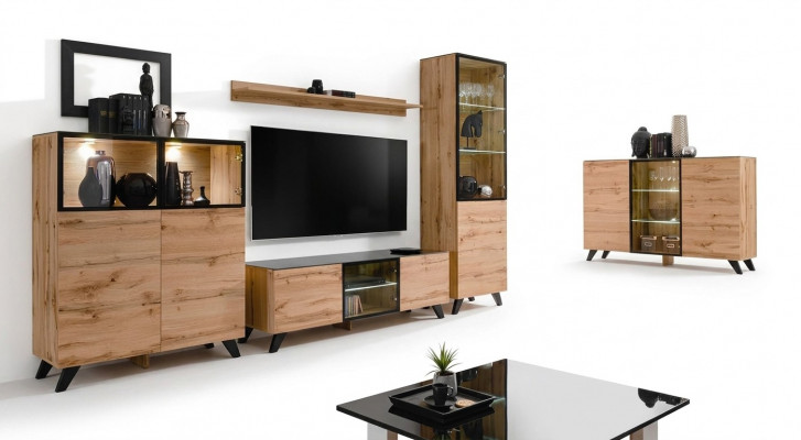 Jednostka ścienna Zestaw 5 szt. luksusowych mebli do salonu Kredens stojak TV designerskie meble