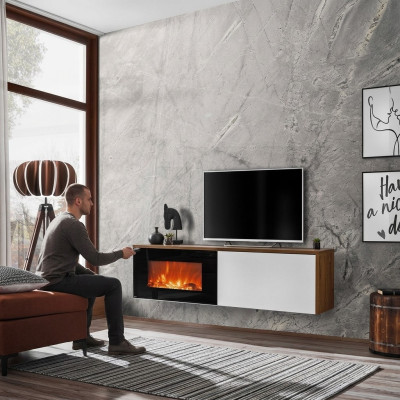 Nowoczesna szafka RTV do Kominka Luksusowy Salon Nowy Design Meble Drewno