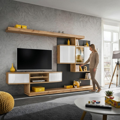 Braun Jednostka ścienna Wyposażenie Luksusowego Salonu Designer Stojak TV Meble Nowe